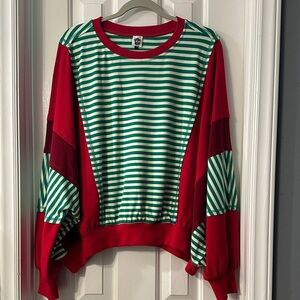 Vibrant Striped Green and Red Women's Sweatshirt